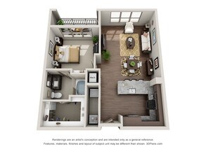 One Bedroom One Bath - A5 5152 floor plan